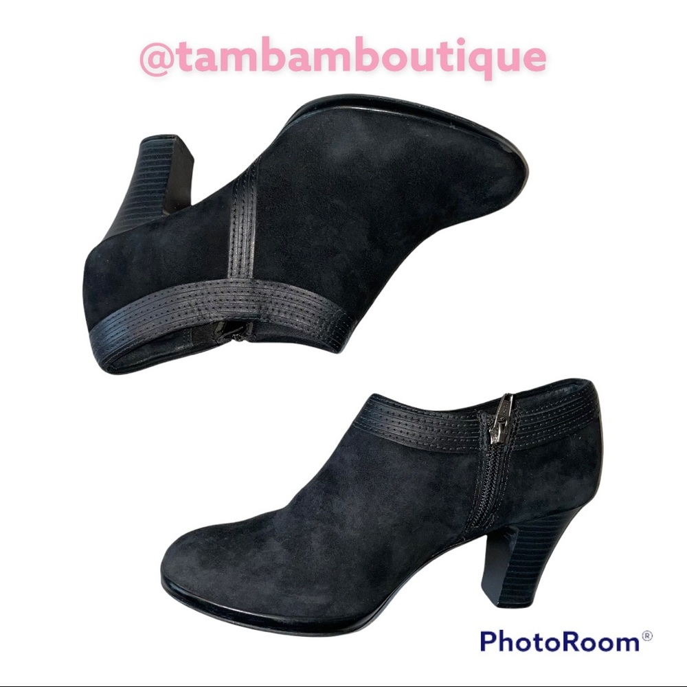 Clarks Black Suede Booties